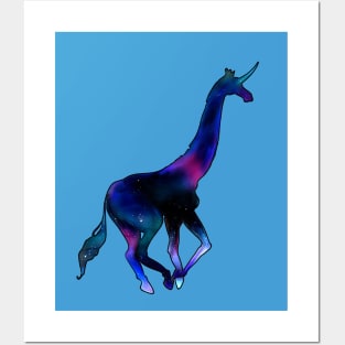 Galaxy Girafficorn Silhouette Posters and Art
